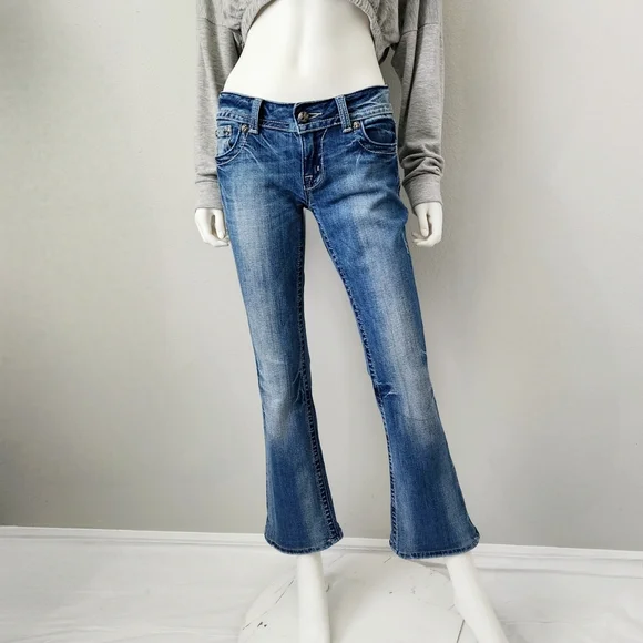 Miss Me Boot / Kick Flare Ankle Jeans With Studs & Contrast Stitching, Size 28 - Picture 5 of 16